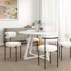 Ensemble de salle à manger rond 5 pièces Roundhill Durban, table à manger à tréteaux avec 4 chaises en bouclette