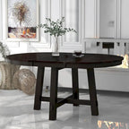 Table de salle à manger de cuisine ronde extensible en bois avec rallonge de 16 feuilles