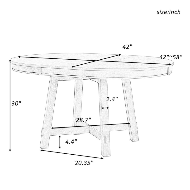 Table de salle à manger de cuisine ronde extensible en bois avec rallonge de 16 feuilles