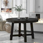 Table de salle à manger de cuisine ronde extensible en bois avec rallonge de 16 feuilles