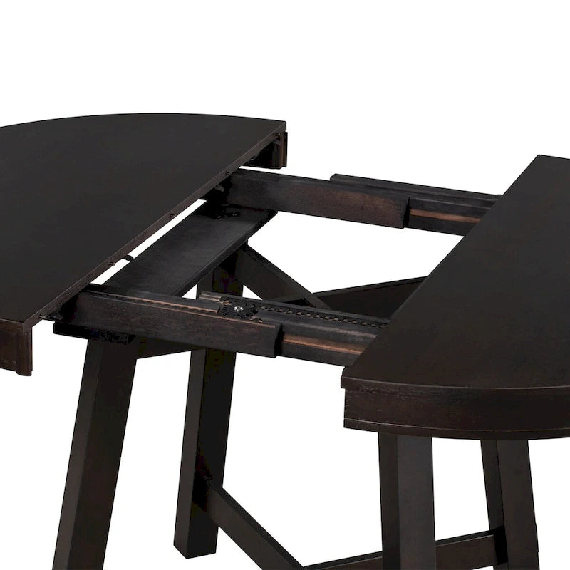 Table de salle à manger de cuisine ronde extensible en bois avec rallonge de 16 feuilles