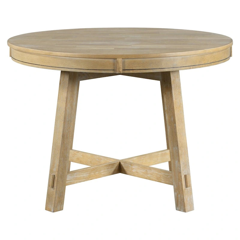 Table de salle à manger de cuisine ronde extensible en bois avec rallonge de 16 feuilles