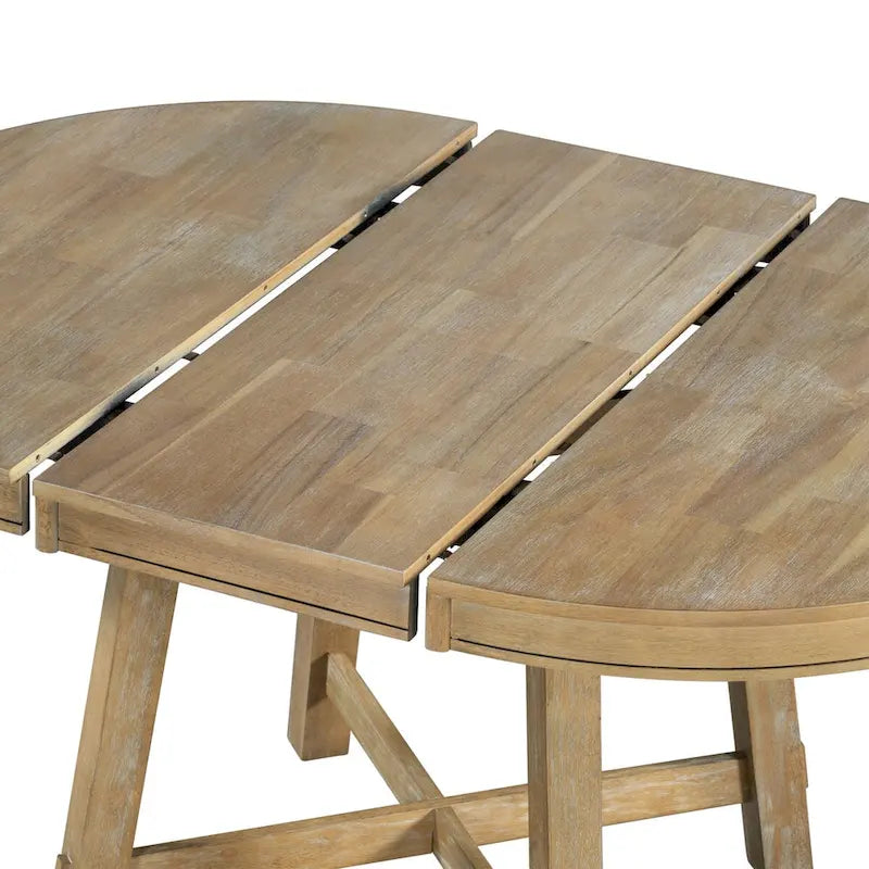 Table de salle à manger de cuisine ronde extensible en bois avec rallonge de 16 feuilles