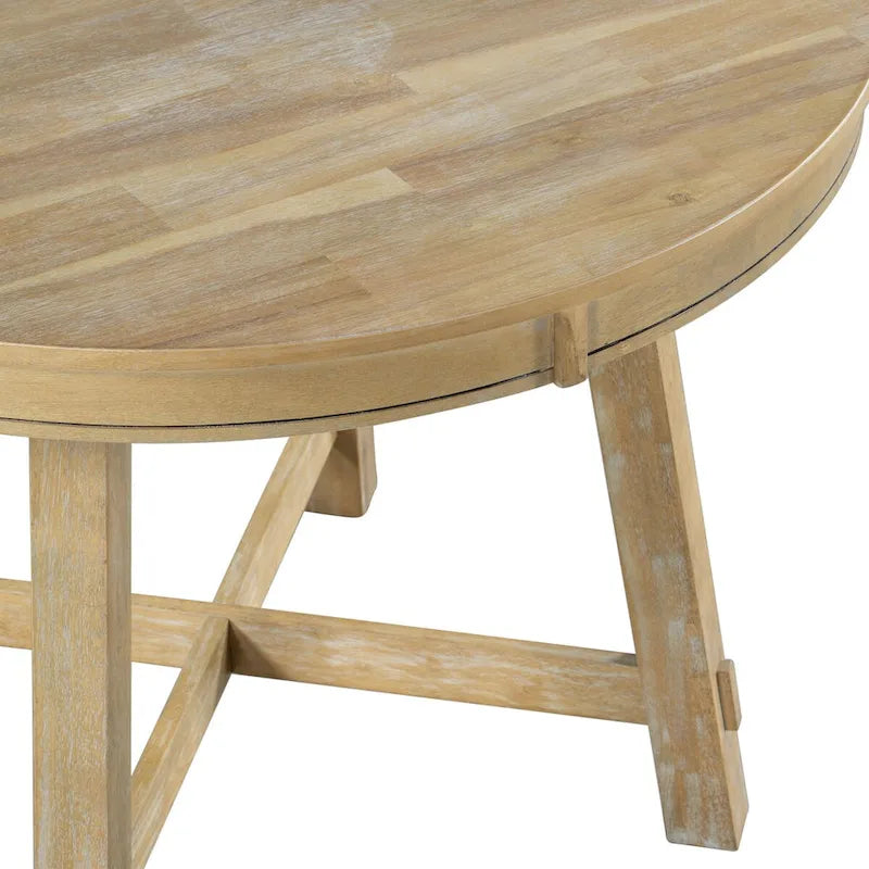 Table de salle à manger de cuisine ronde extensible en bois avec rallonge de 16 feuilles