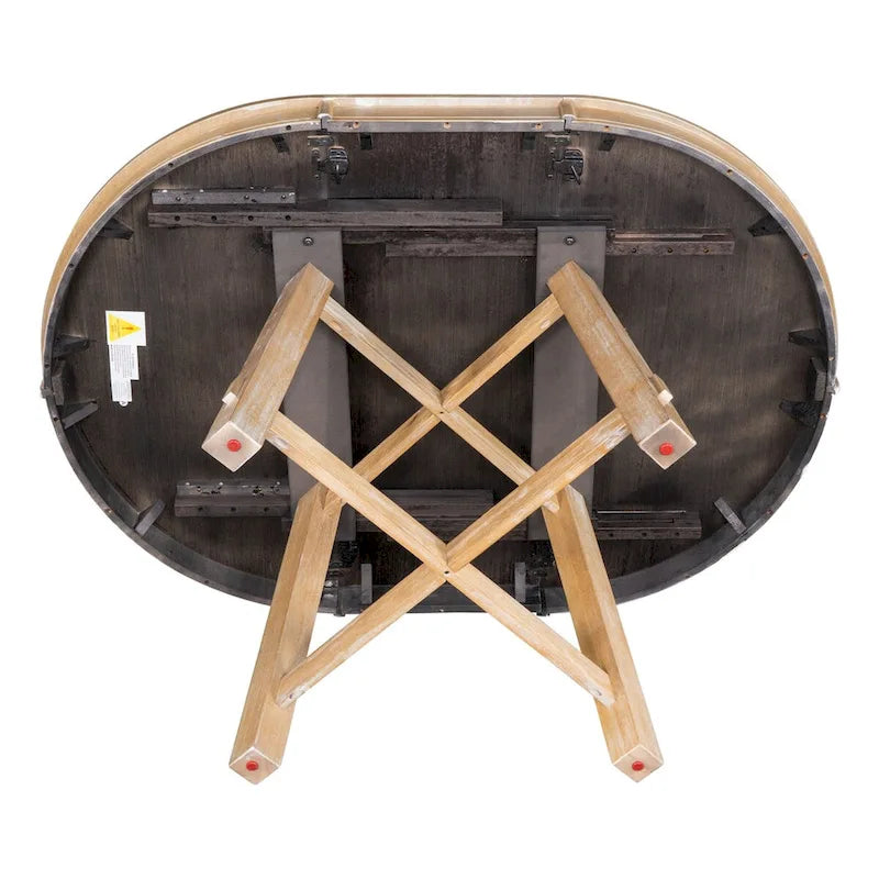 Table de salle à manger de cuisine ronde extensible en bois avec rallonge de 16 feuilles