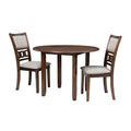 Ensemble de salle à manger 3 pièces, table de 42 pouces, rallonges abattantes, 2 chaises, marron