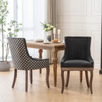 Chaise de salle à manger en tissu épais avec pieds en bois massif, lot de 2