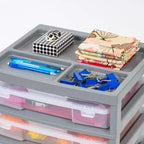IRIS Meuble de rangement à roulettes en plastique avec 5 tiroirs pour scrapbooking, plateau de rangement et roulettes