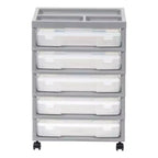 IRIS Meuble de rangement à roulettes en plastique avec 5 tiroirs pour scrapbooking, plateau de rangement et roulettes