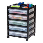 IRIS Meuble de rangement à roulettes en plastique avec 5 tiroirs pour scrapbooking, plateau de rangement et roulettes