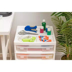 IRIS Meuble de rangement à roulettes en plastique avec 5 tiroirs pour scrapbooking, plateau de rangement et roulettes