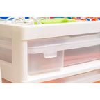 IRIS Meuble de rangement à roulettes en plastique avec 5 tiroirs pour scrapbooking, plateau de rangement et roulettes