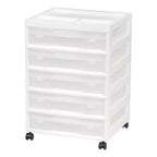 IRIS Meuble de rangement à roulettes en plastique avec 5 tiroirs pour scrapbooking, plateau de rangement et roulettes