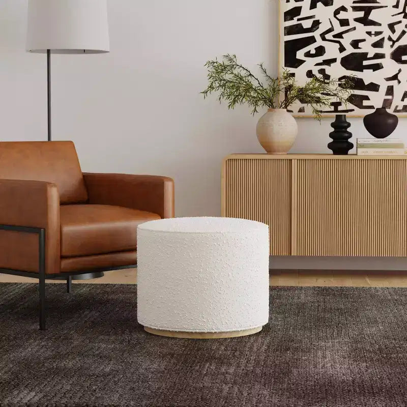 Pouf ottoman HomePop Cloud avec base en bois