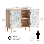 Anmytek Buffet et vaisselier en bois sculpté creux à 2 portes pour salon - 80 cm (L) x 35 cm (P) x 78 cm (H)