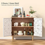 Anmytek Buffet et vaisselier en bois sculpté creux à 2 portes pour salon - 80 cm (L) x 35 cm (P) x 78 cm (H)