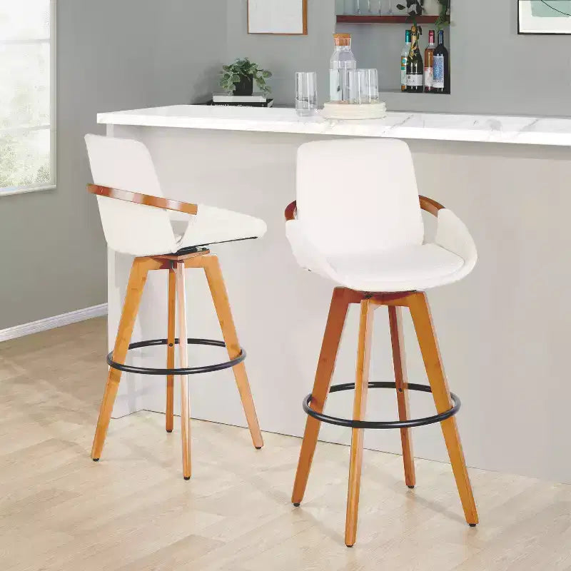 Tabouret de bar LumiSource Cosmo en noyer et tissu Noise