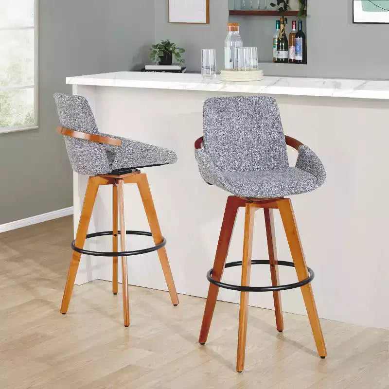 Tabouret de bar LumiSource Cosmo en noyer et tissu Noise