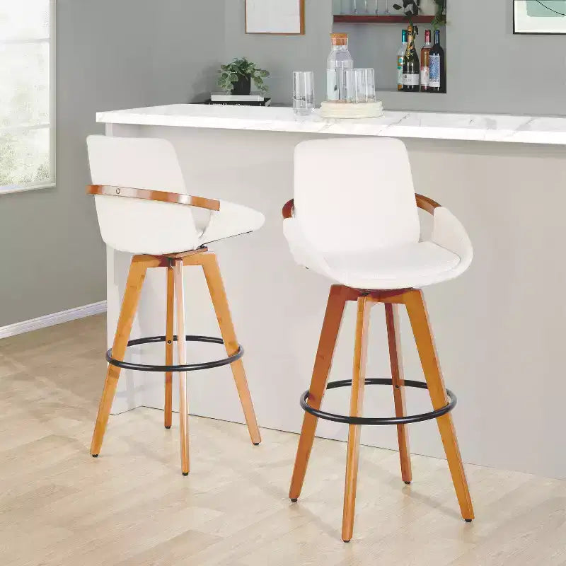 Tabouret de bar LumiSource Cosmo en noyer et tissu Noise