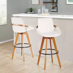 Tabouret de bar LumiSource Cosmo en noyer et tissu Noise