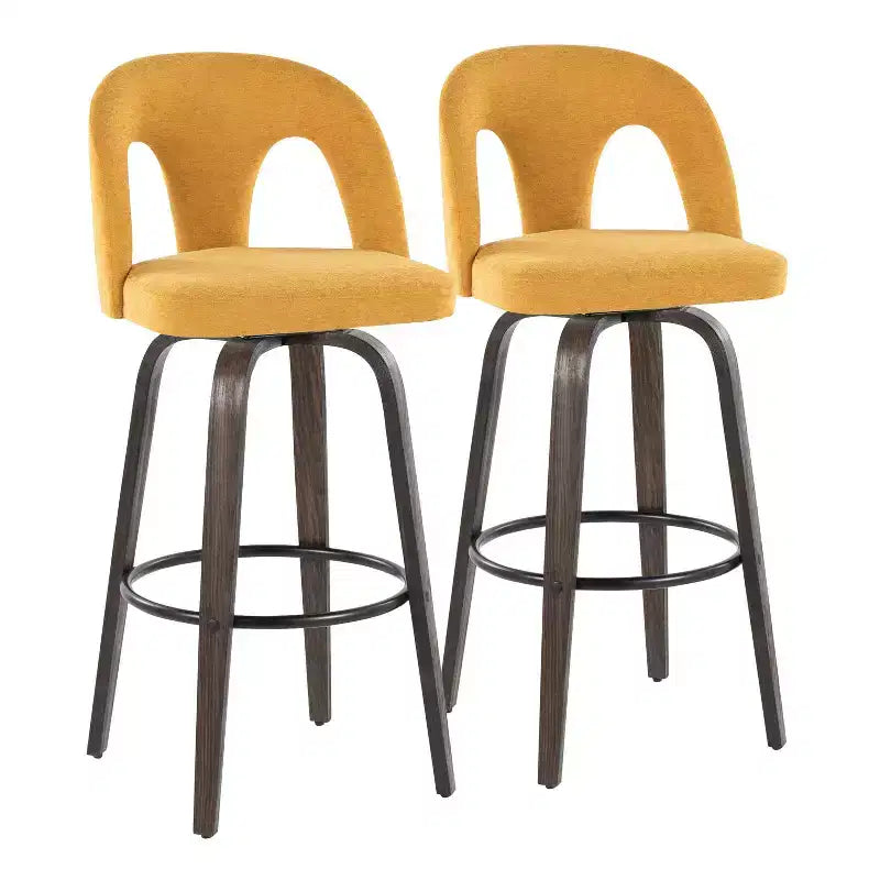 LumiSource Lot de 2 tabourets de bar Ava en tissu foncé