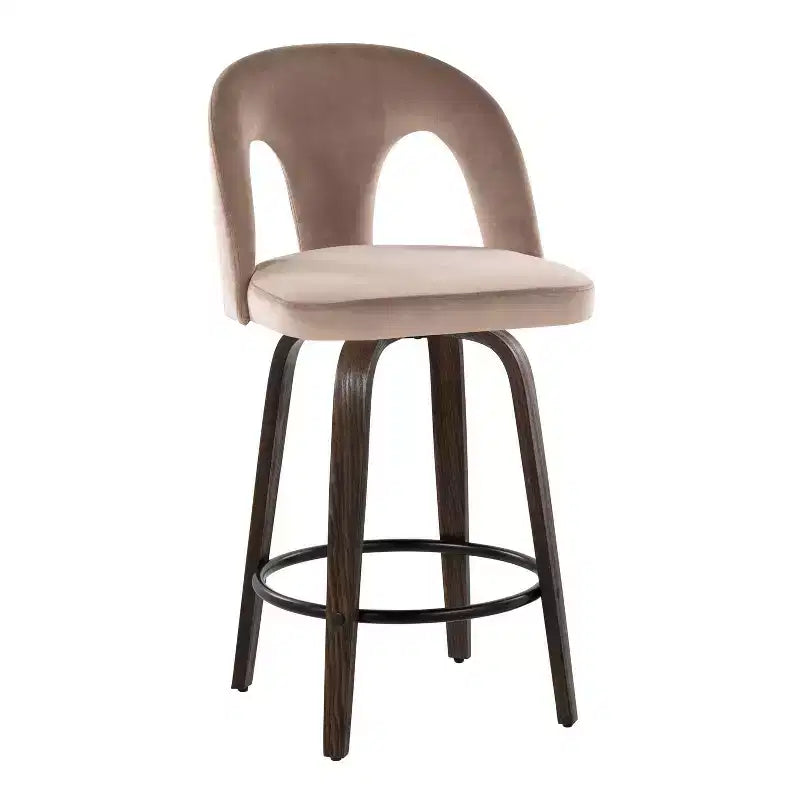 LumiSource Lot de 2 tabourets de bar hauteur comptoir Ava, velours foncé