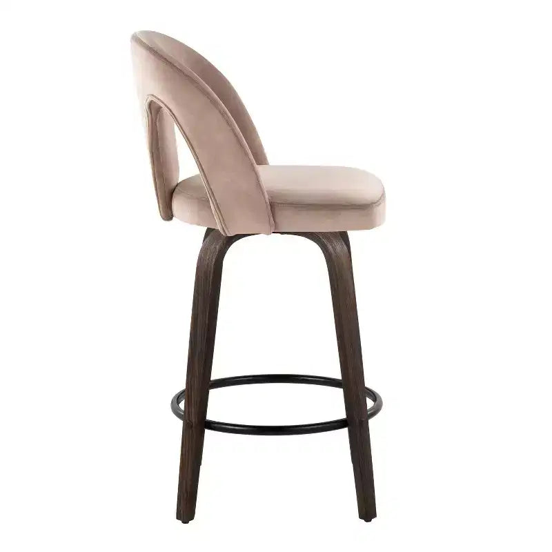 LumiSource Lot de 2 tabourets de bar hauteur comptoir Ava, velours foncé