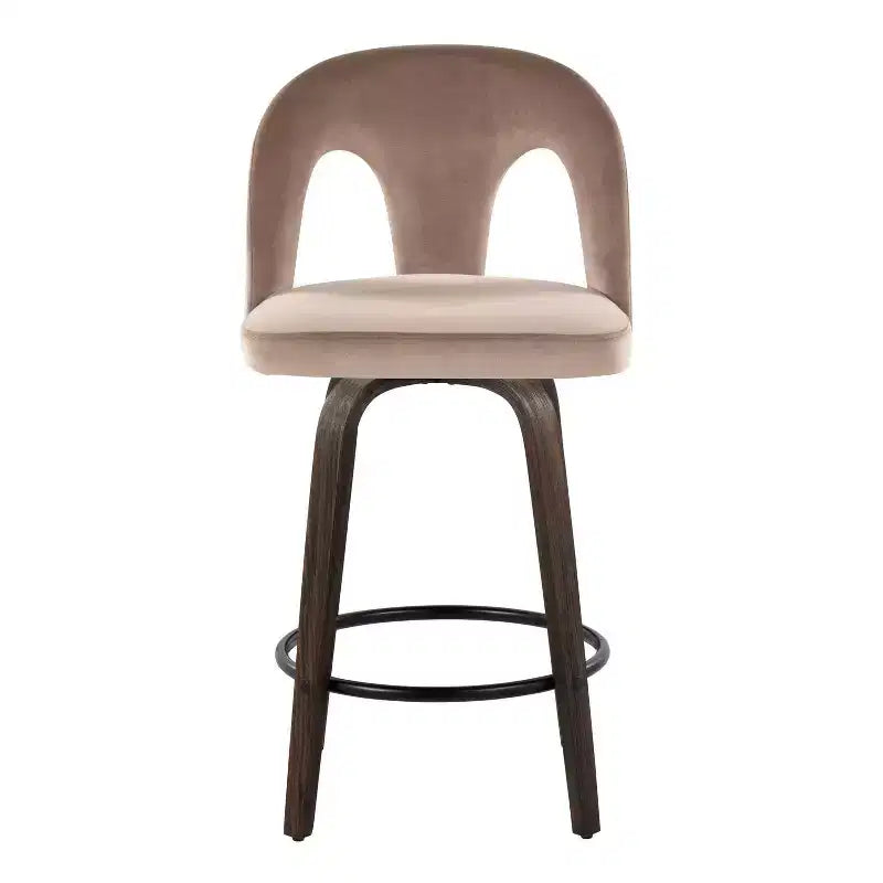 LumiSource Lot de 2 tabourets de bar hauteur comptoir Ava, velours foncé