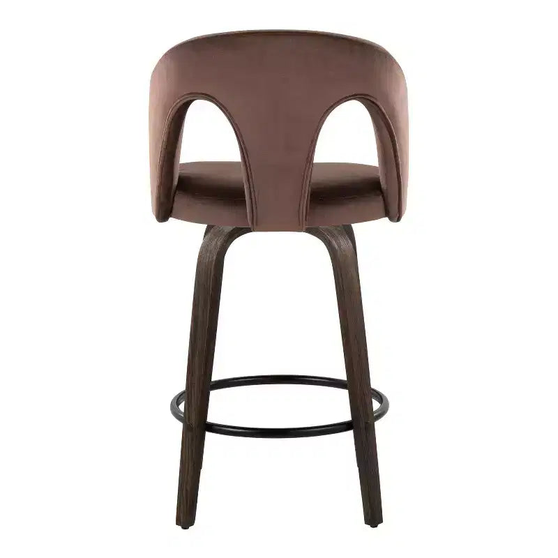 LumiSource Lot de 2 tabourets de bar hauteur comptoir Ava, velours foncé