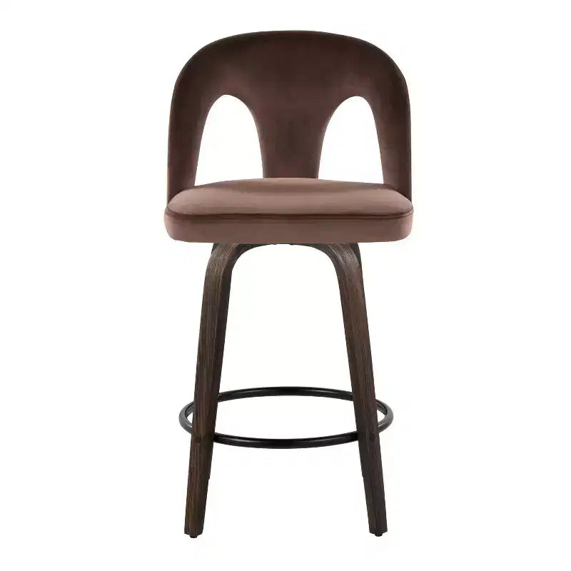 LumiSource Lot de 2 tabourets de bar hauteur comptoir Ava, velours foncé
