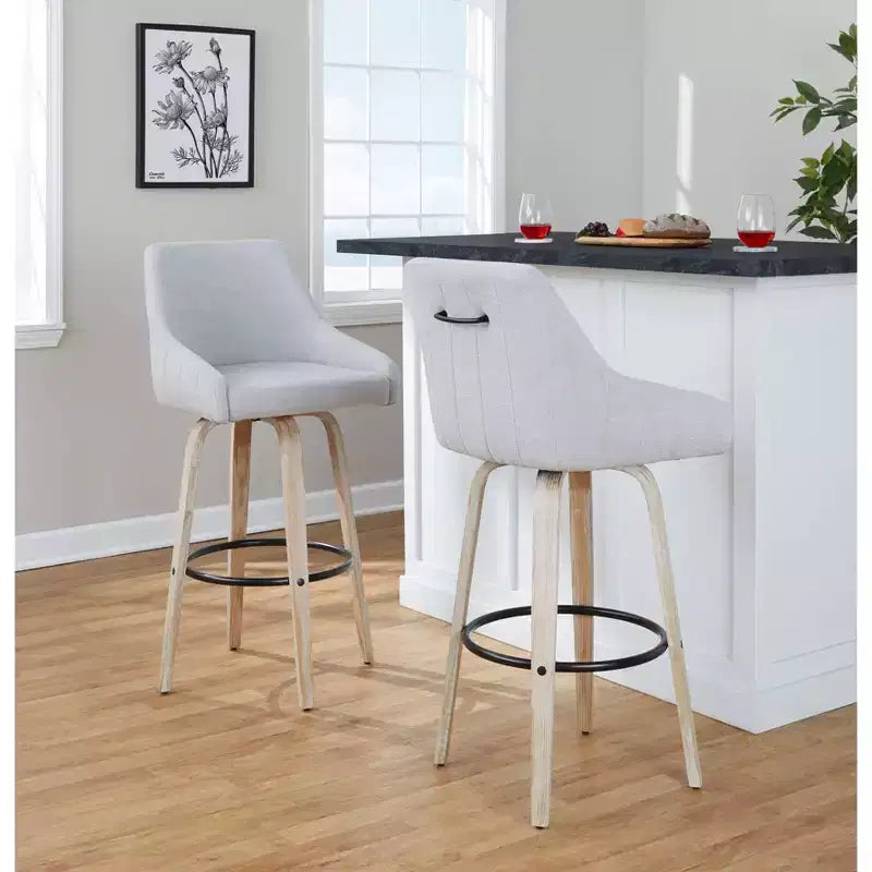 LumiSource Lot de 2 tabourets de bar Hannah en tissu