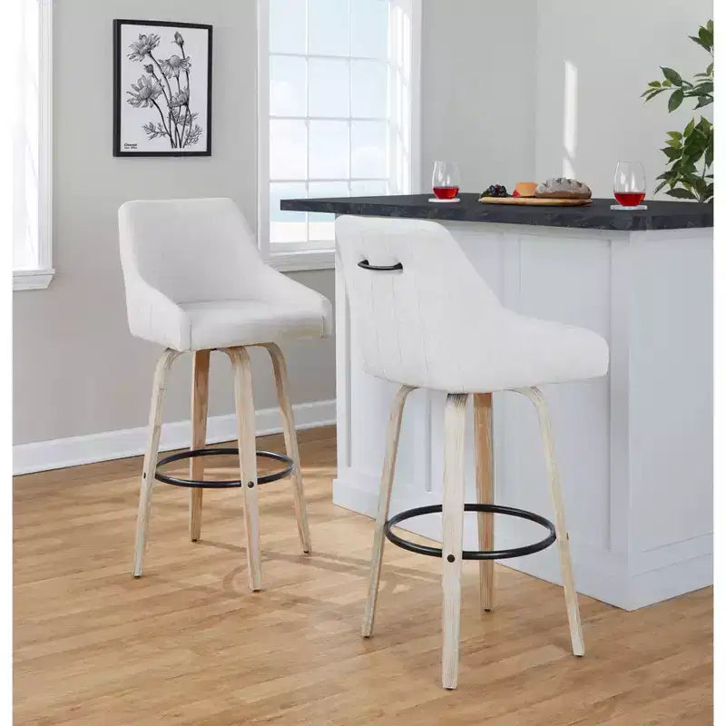 LumiSource Lot de 2 tabourets de bar Hannah en tissu