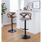 LumiSource Lot de 2 tabourets de bar réglables Gardenia Métal noir/Tissu noyer