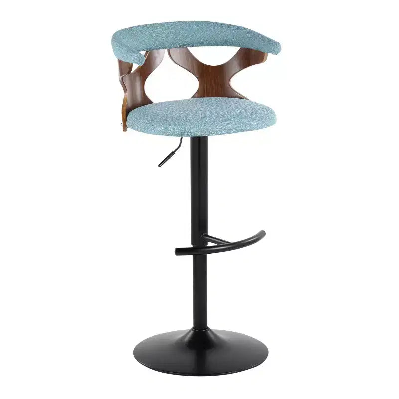 LumiSource Lot de 2 tabourets de bar réglables Gardenia Métal noir/Tissu noyer