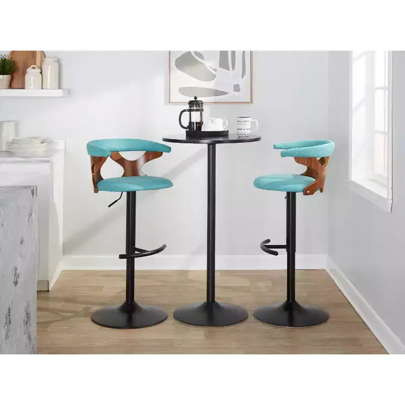LumiSource Lot de 2 tabourets de bar réglables Gardenia Métal noir/Tissu noyer
