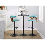 LumiSource Lot de 2 tabourets de bar réglables Gardenia Métal noir/Tissu noyer