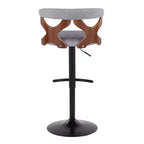 LumiSource Lot de 2 tabourets de bar réglables Gardenia Métal noir/Tissu noyer