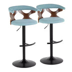 LumiSource Lot de 2 tabourets de bar réglables Gardenia Métal noir/Tissu noyer