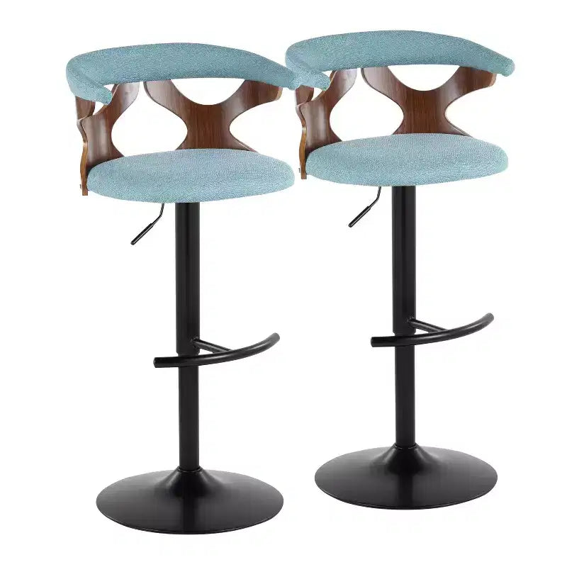 LumiSource Lot de 2 tabourets de bar réglables Gardenia Métal noir/Tissu noyer