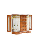 Boîte à Bijoux Stufurhome en Bois Massif avec 5 Tiroirs, Crochet pour Colliers Intégré et Miroir, Marron