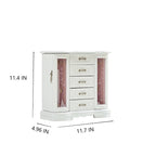 Boîte à Bijoux Stufurhome en Bois Massif avec 5 Tiroirs, Crochet pour Colliers Intégré et Miroir, Marron