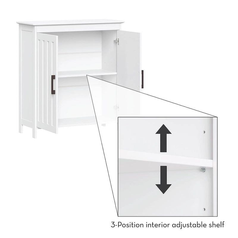 Meuble de rangement à deux portes RiverRidge Monroe pour salle de bain et buanderie avec étagères réglables - Blanc