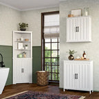 Meuble de rangement à deux portes RiverRidge Monroe pour salle de bain et buanderie avec étagères réglables - Blanc