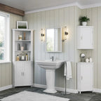 Meuble de rangement d'angle RiverRidge Somerset pour salle de bain, avec portes et étagère réglable - Blanc