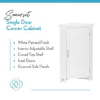 Meuble de rangement d'angle RiverRidge Somerset pour salle de bain, avec portes et étagère réglable - Blanc