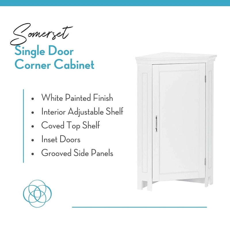 Meuble de rangement d'angle RiverRidge Somerset pour salle de bain, avec portes et étagère réglable - Blanc