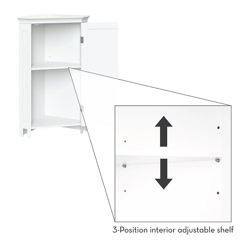 Meuble de rangement d'angle RiverRidge Somerset pour salle de bain, avec portes et étagère réglable - Blanc