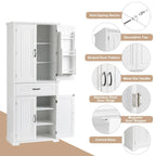 Meuble de rangement de salle de bain avec portes et tiroir, Espaces de rangement multiples, Étagère réglable