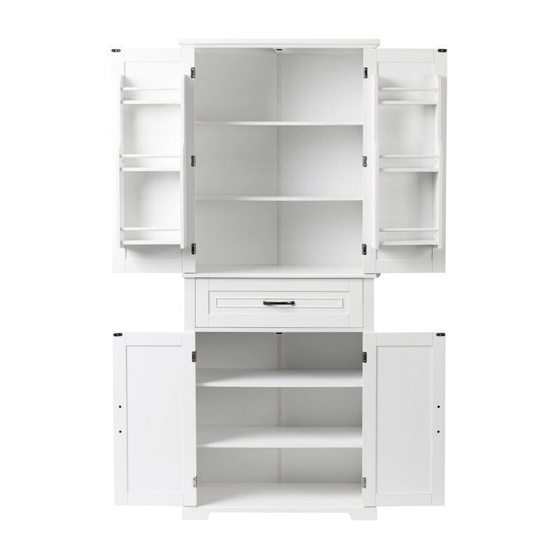 Meuble de rangement de salle de bain avec portes et tiroir, Espaces de rangement multiples, Étagère réglable