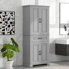 Meuble de rangement de salle de bain avec portes et tiroir, Espaces de rangement multiples, Étagère réglable